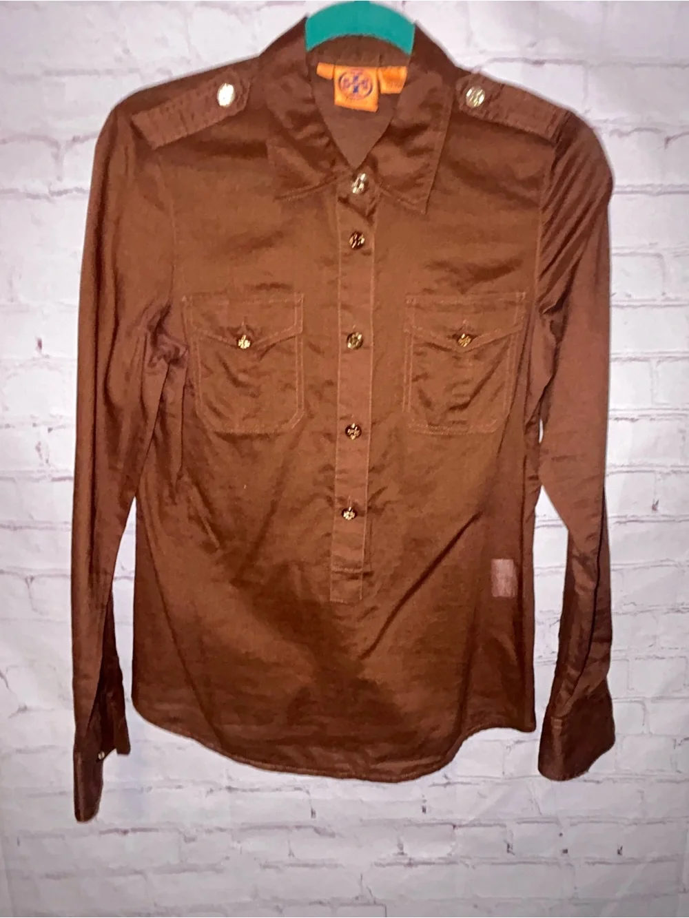 Tory Burch Brigitte Military Utility Blouse women’s size 8
